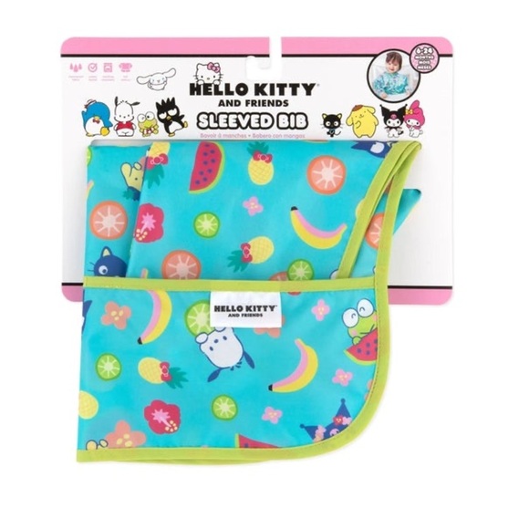 Bumkins Hello Kitty Waterproof Sleeved Bib - Turquoise - Picture 2 of 4